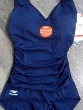 NWT Speedo Swimsuit One-Piece Navy Blue Sz 10